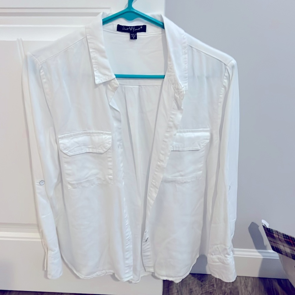 White linen button up shirt